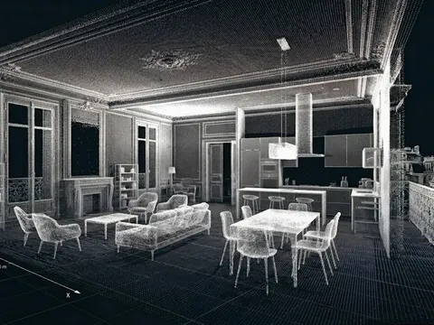 Nuage de points 3D d'un bâtiment — vue générale
