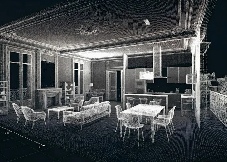 Nuage de points 3D d'un bâtiment — vue générale